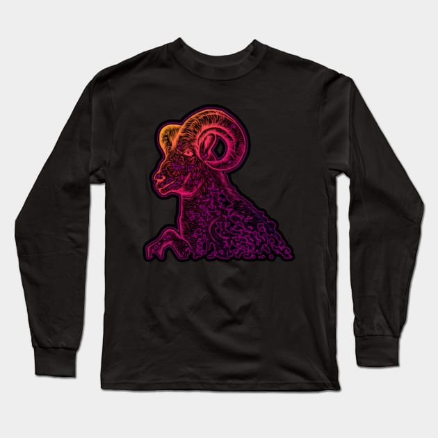 Dark Ram Long Sleeve T-Shirt by BoneArtPetite